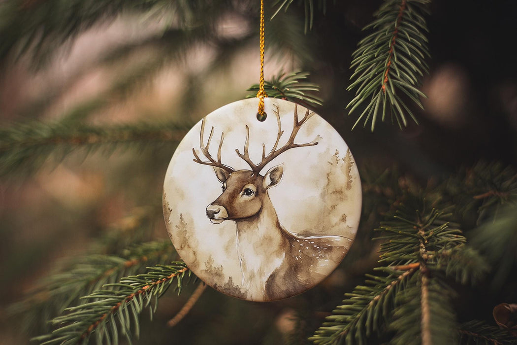 a christmas ornament hanging from a tree