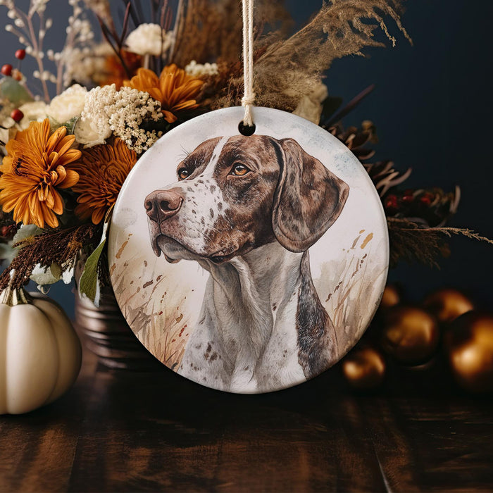 a ceramic ornament with a picture of a dog on it
