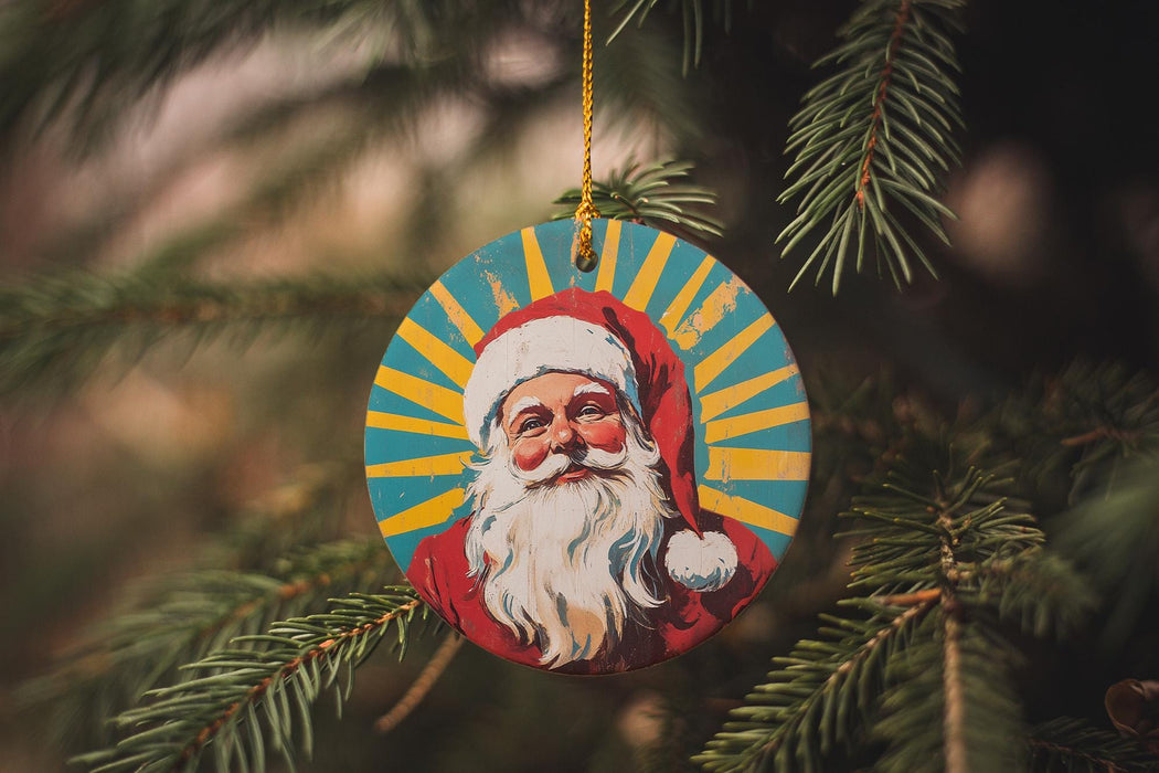 a christmas ornament hanging from a tree