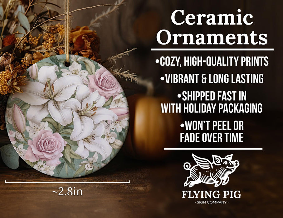 a ceramic ornament with flowers on it