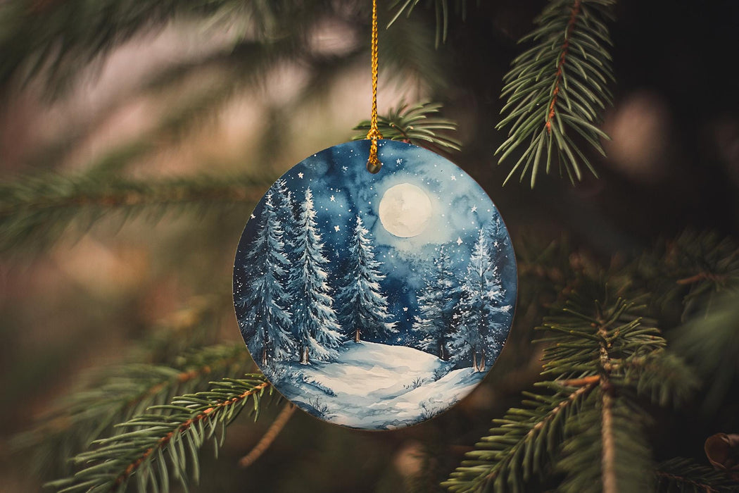 a christmas ornament hanging from a christmas tree
