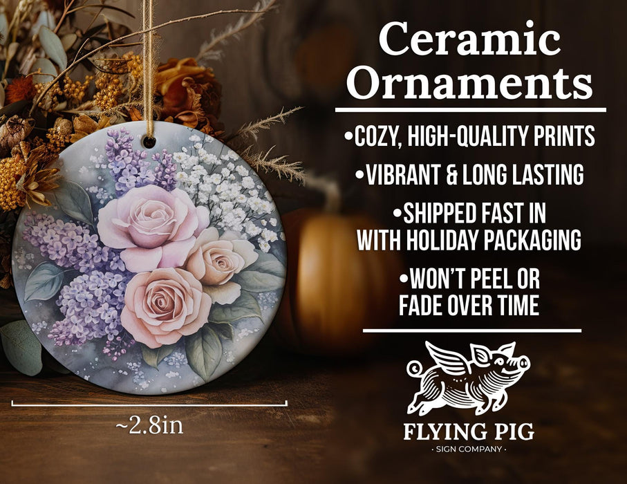 a ceramic ornament with flowers on it