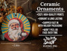 a ceramic ornament with a santa clause on it
