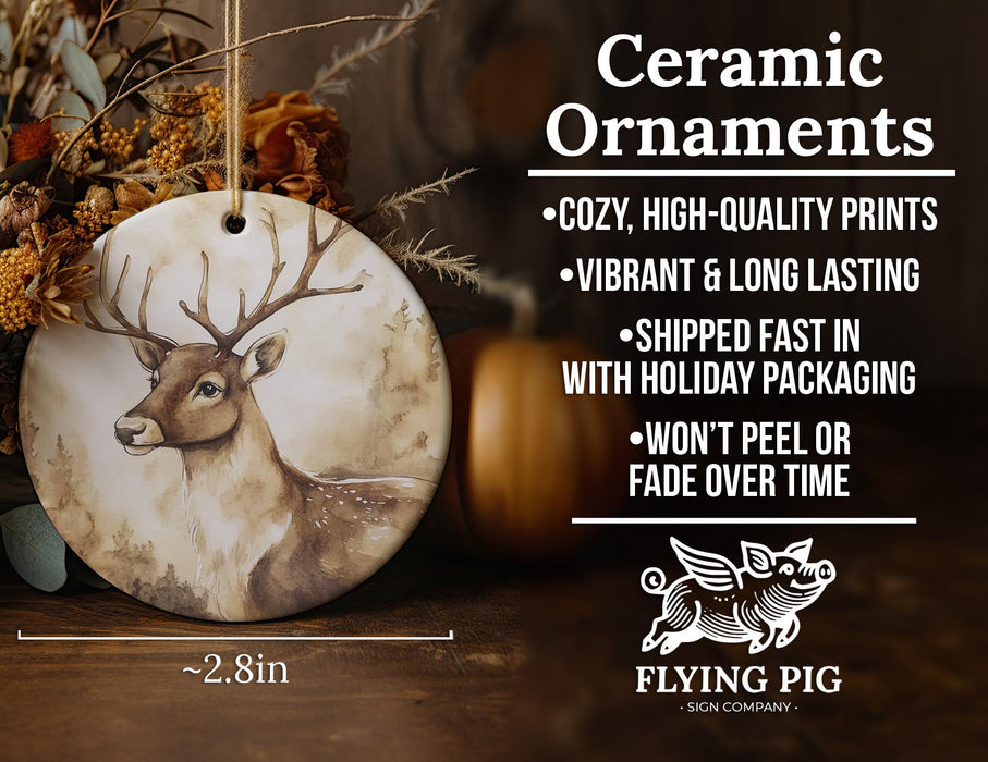 a ceramic ornament with a deer on it