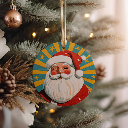 a christmas ornament hanging from a christmas tree