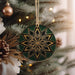 a christmas ornament hanging from a christmas tree