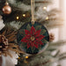 a christmas ornament hanging from a christmas tree