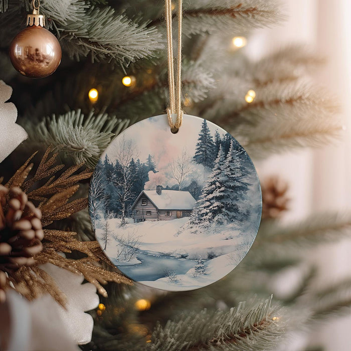 a christmas ornament hanging from a christmas tree