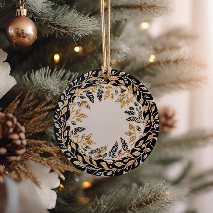 a christmas ornament hanging from a christmas tree