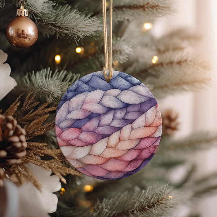 a christmas ornament hanging from a christmas tree