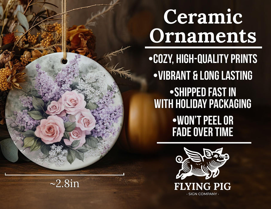 a ceramic ornament with flowers on it