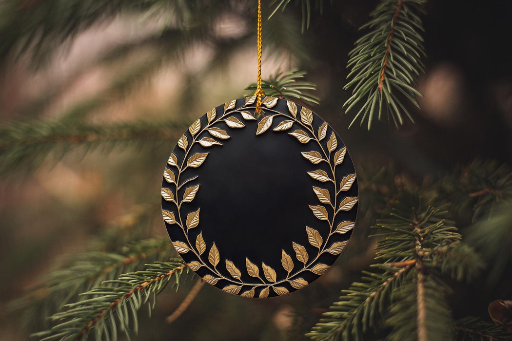 a christmas ornament hanging from a tree
