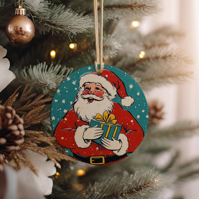 a christmas ornament hanging from a christmas tree
