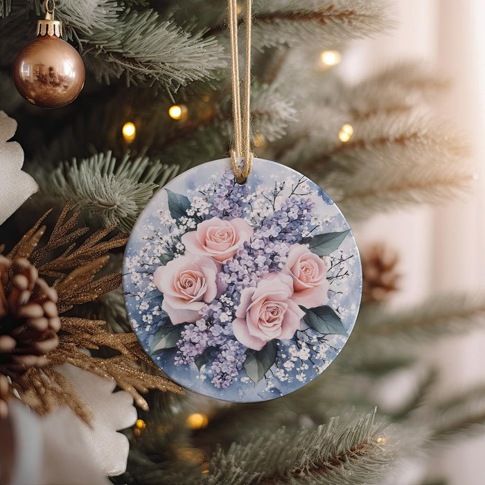 a close up of a christmas ornament on a tree