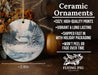 a ceramic ornament with a snowy scene on it