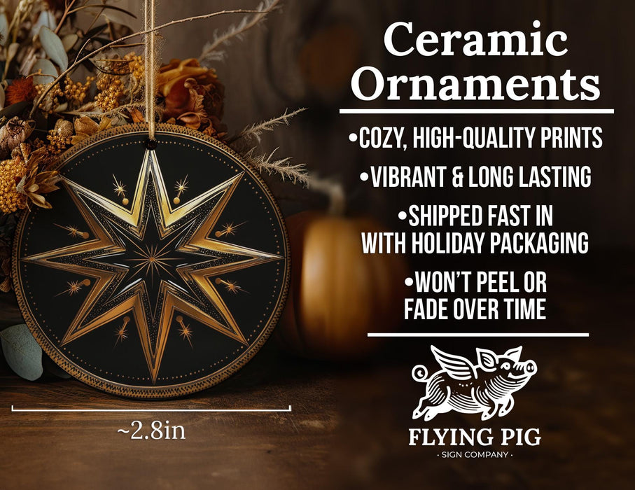 a christmas ornament with a star on it