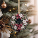 a christmas ornament hanging from a christmas tree