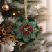 a christmas ornament hanging from a christmas tree