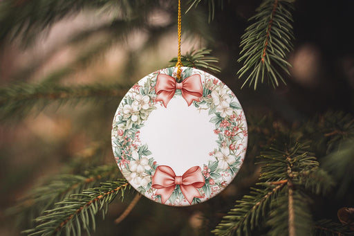a christmas ornament hanging from a christmas tree