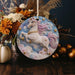 a ceramic ornament with a unicorn on it