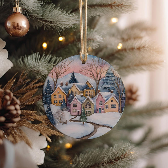 a christmas ornament hanging from a christmas tree