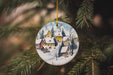 a christmas ornament hanging from a christmas tree