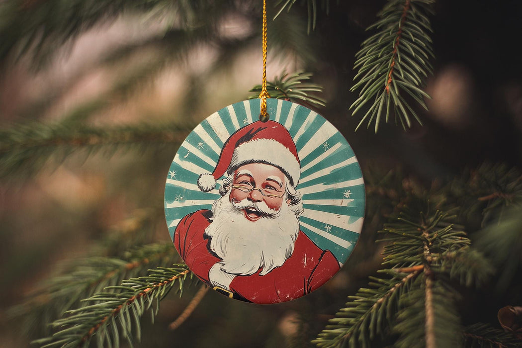 a christmas ornament hanging from a tree