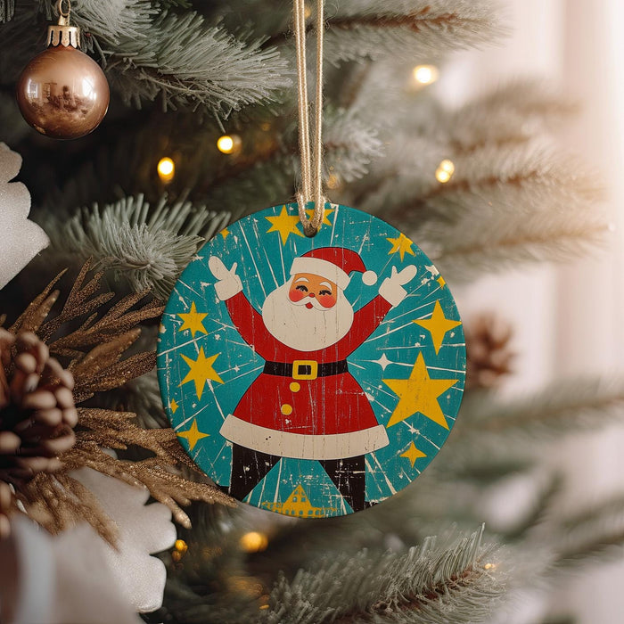 a christmas ornament hanging from a christmas tree