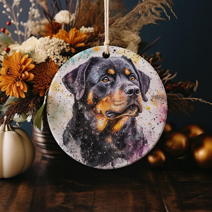 a ceramic ornament with a picture of a dog on it