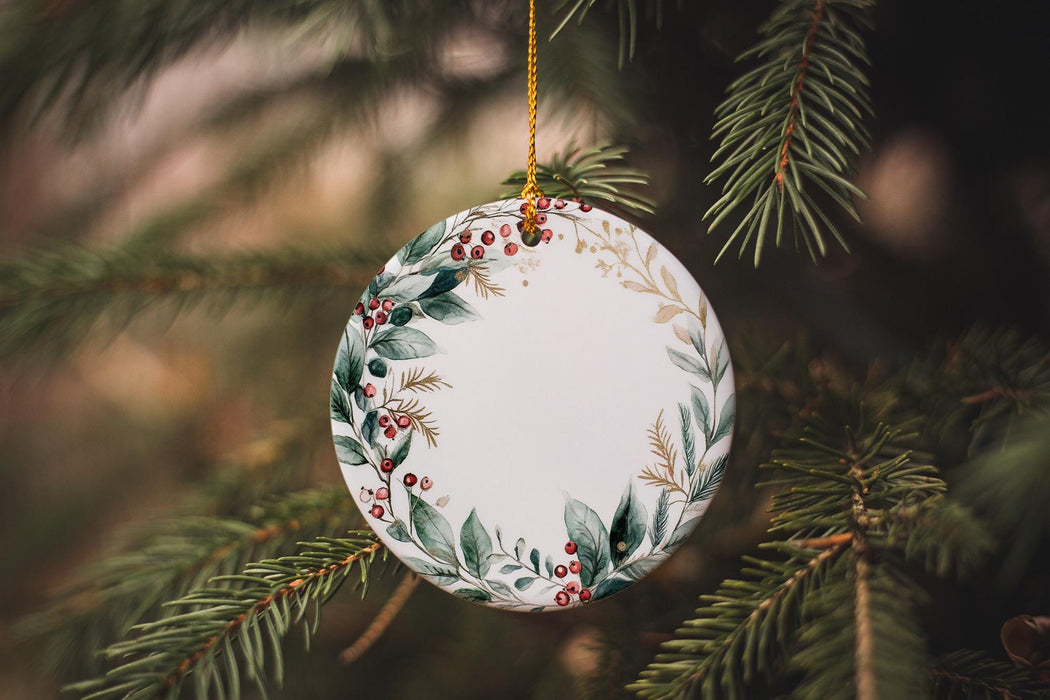 a christmas ornament hanging from a tree