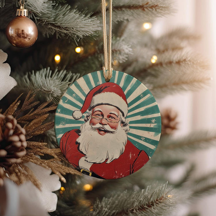 a christmas ornament hanging from a christmas tree