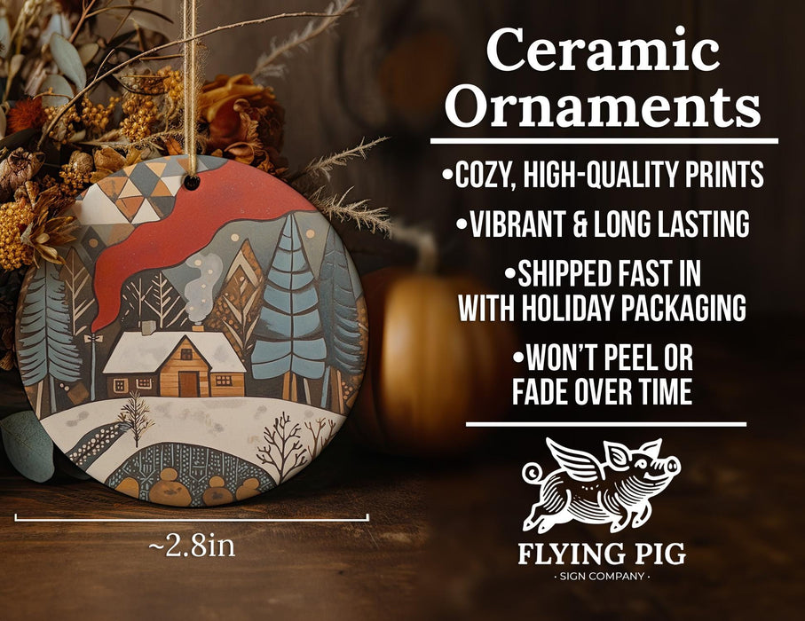 a ceramic ornament sitting on top of a wooden table