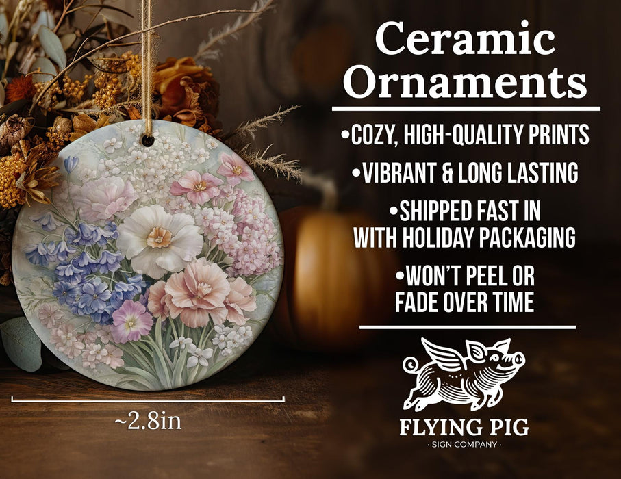 a ceramic ornament with flowers on it