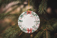 a christmas ornament hanging from a tree