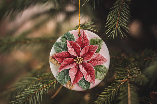 a christmas ornament hanging from a christmas tree