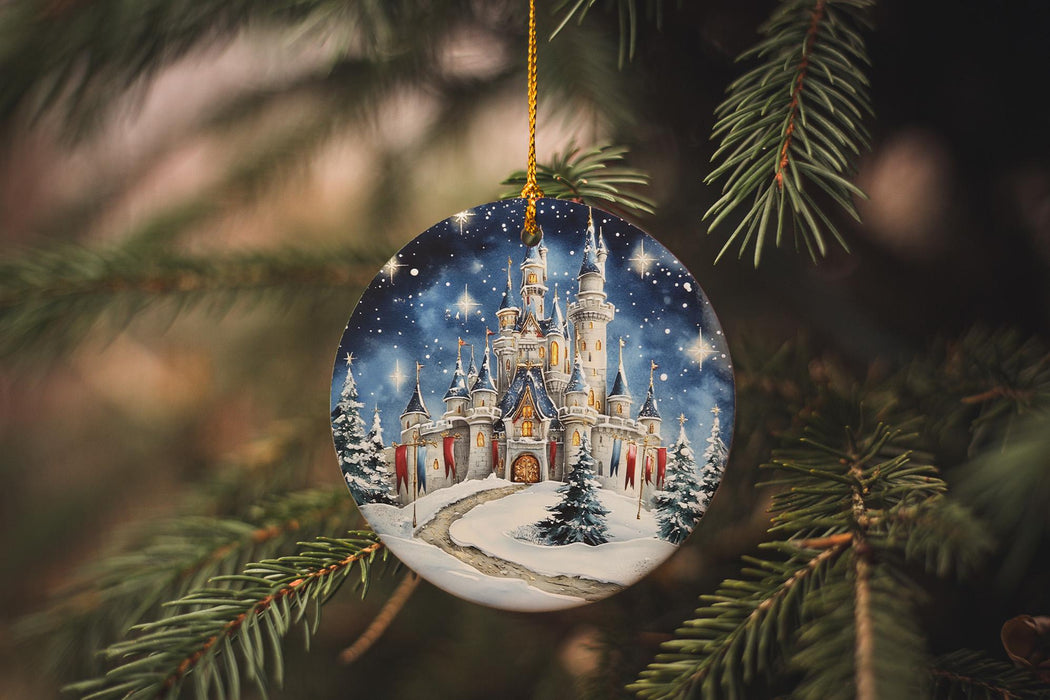 a christmas ornament hanging from a christmas tree