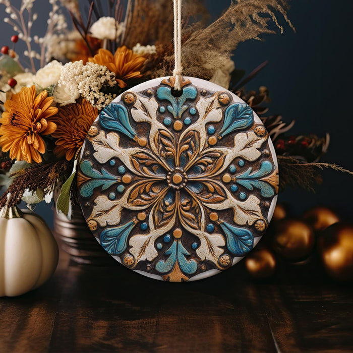 a wooden ornament sitting on top of a wooden table