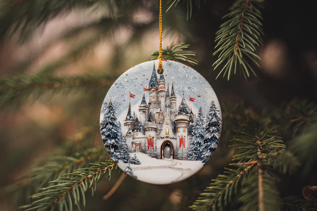a christmas ornament hanging from a christmas tree