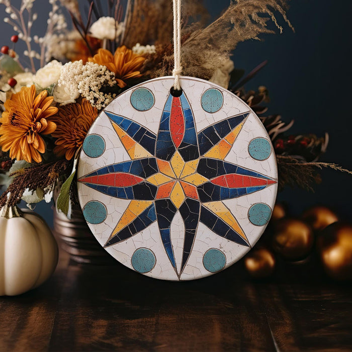 a ceramic ornament with a star design on it