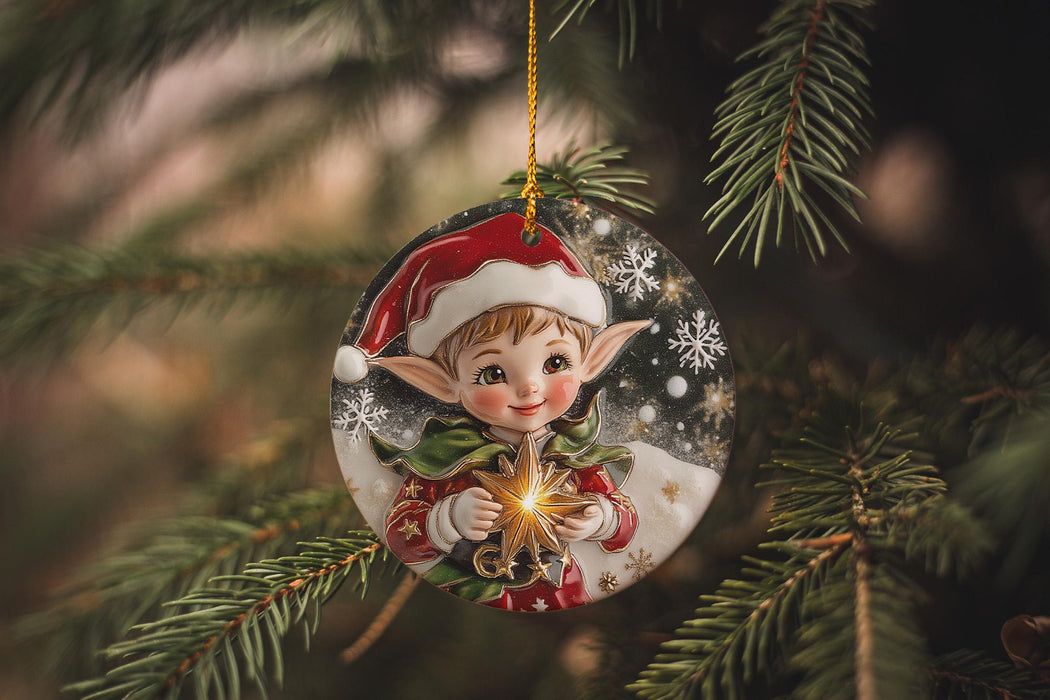 a glass ornament hanging from a christmas tree