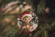 a glass ornament hanging from a christmas tree