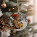 a christmas ornament hanging from a christmas tree