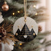 a christmas ornament hanging from a christmas tree
