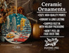 a ceramic ornament with a christmas scene on it