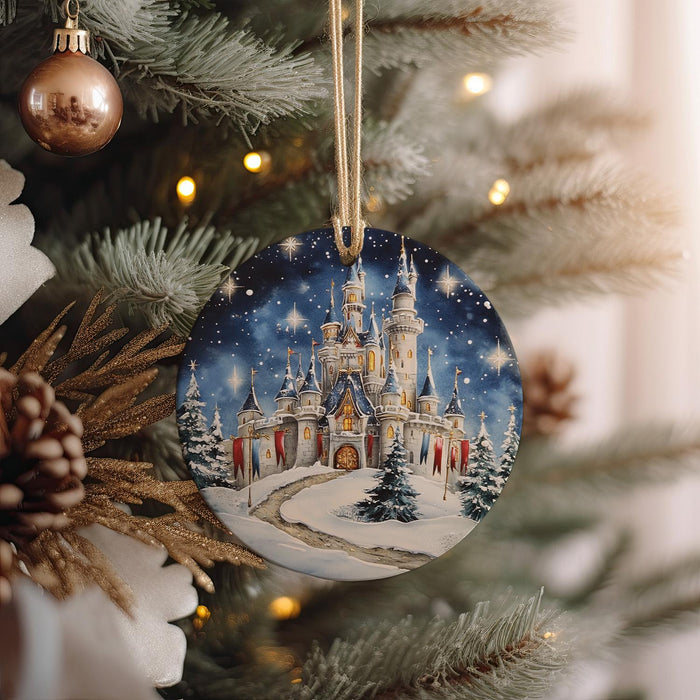 a christmas ornament hanging from a christmas tree