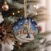 a christmas ornament hanging from a christmas tree