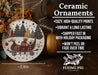 a ceramic ornament with a santa sleigh on it