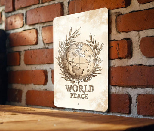 a picture of the world peace sign on a brick wall