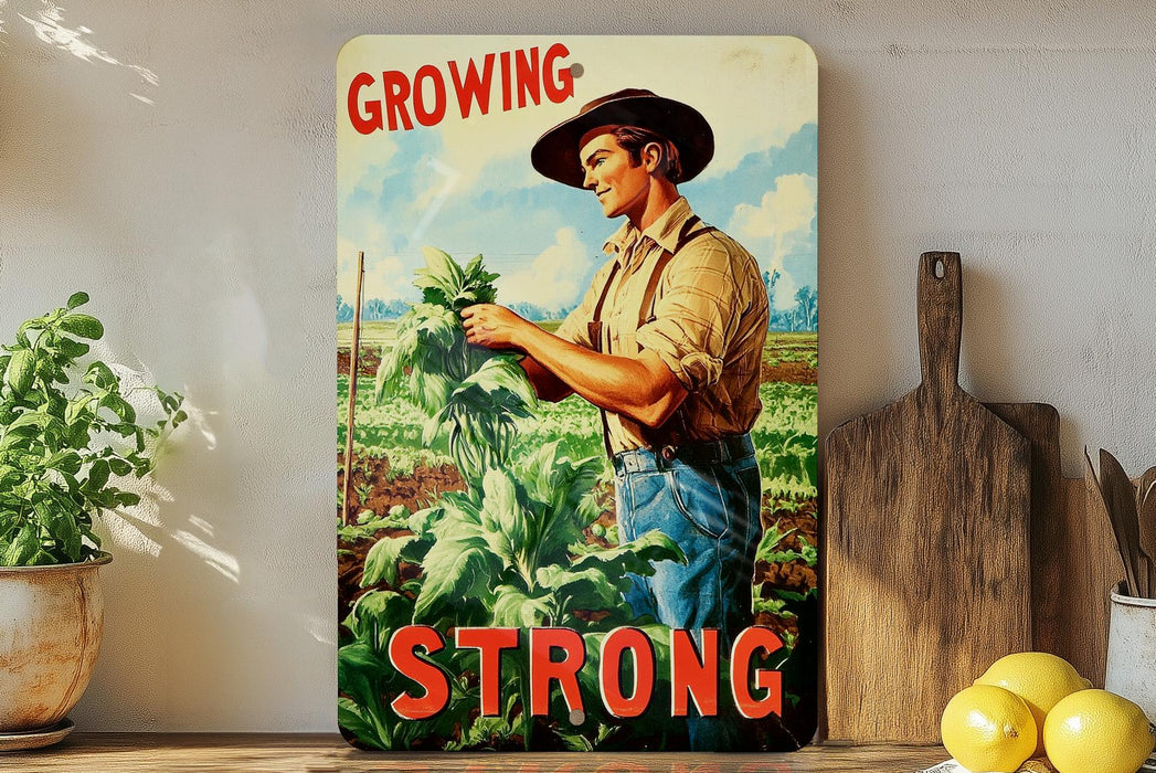 a picture of a man holding a plant on a shelf