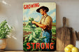 a picture of a man holding a plant on a shelf